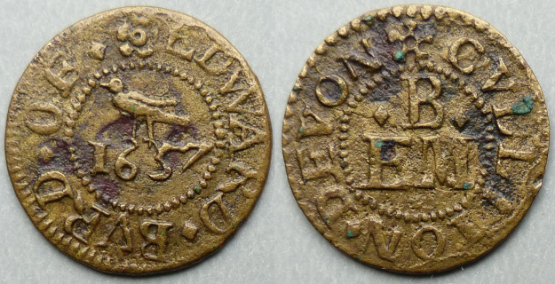Colyton, Edward Burd 1657 farthing N633 Colyton, Edward Burd 1657 farthing N633